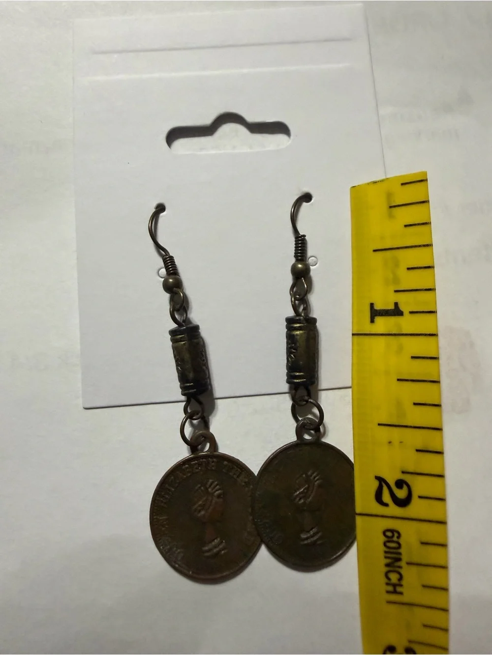 Source Unknown Antique Brown Coin Drop Earrings